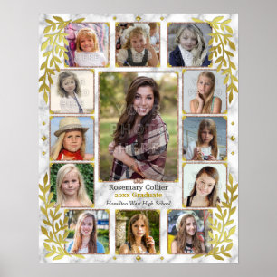 Poster High School Graduation Photo Collage   Marble Gold