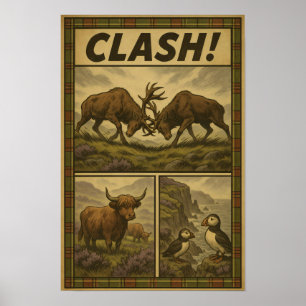 Poster Highland Clash - Stands, Puffins et Bovins