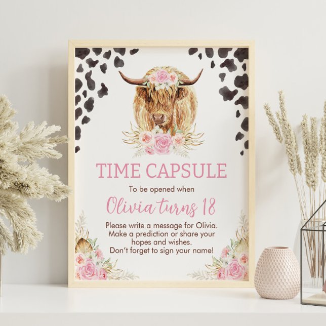 Poster Highland Cow Anniversaire Heure Capsule signe (Créateur téléchargé)