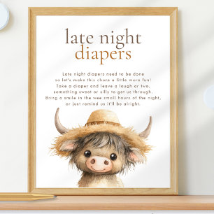 Poster Highland Cow - Baby shower des plongeurs nocturnes