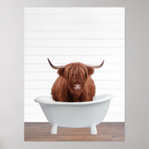 Poster Highland Cow Baignoire Maison Décor Salle de bain