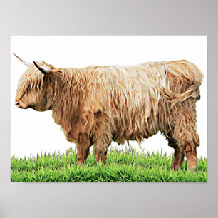 Poster Highland Cow Farm Animaux Western Art
