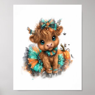 Poster Highland Cow Farm Halloween