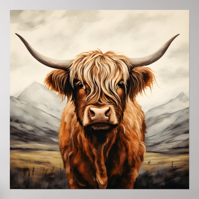 Poster Highland Cow Wall Art (Devant)