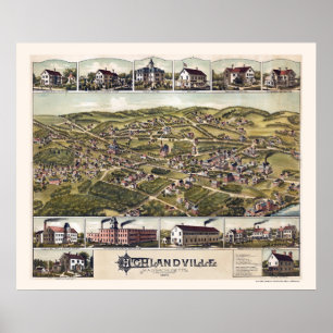 Poster Highlandville, carte panoramique de mA - 1887