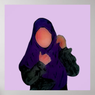 Poster Hijabi - Muslimah - Hijab tiré à la main - Hijab G