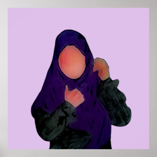 Poster Hijabi - Muslimah - Hijab tiré à la main - Hijab G (Devant)