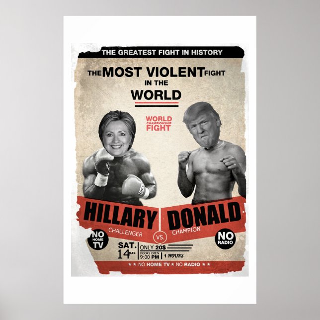 Poster Hillary Clinton contre Donald Trump 2016 (Devant)