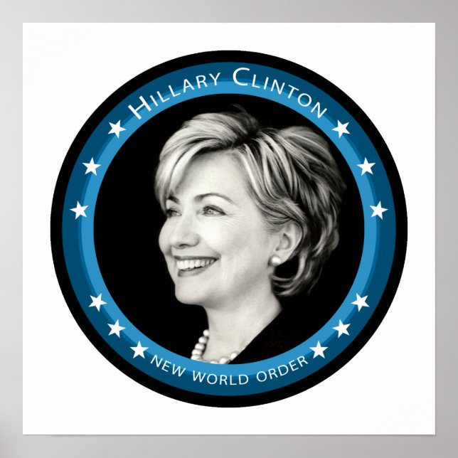 Poster hillary clinton : rayons bleus : (Devant)