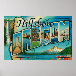 Poster Hillsboro, Orégon - grandes scènes de lettre
