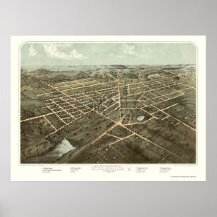 Poster Hillsdale, MI Carte panoramique - 1866