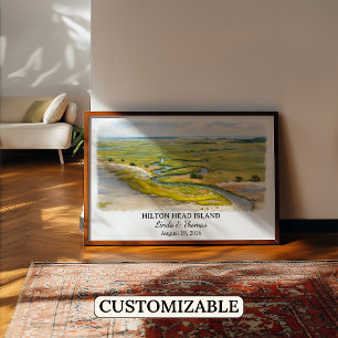 Poster Hilton-Head Island Caroline du Sud Aquarelle