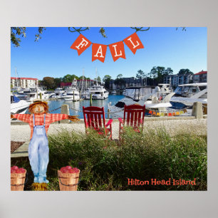 Poster Hilton Head Island Sea Pines Marina Fall Scareck