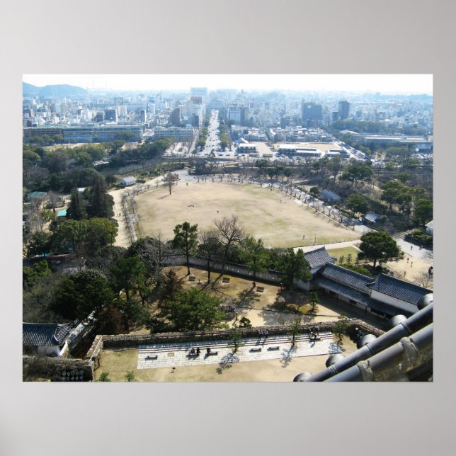 Poster Himeji, Japon (Vue du château haut) (Devant)