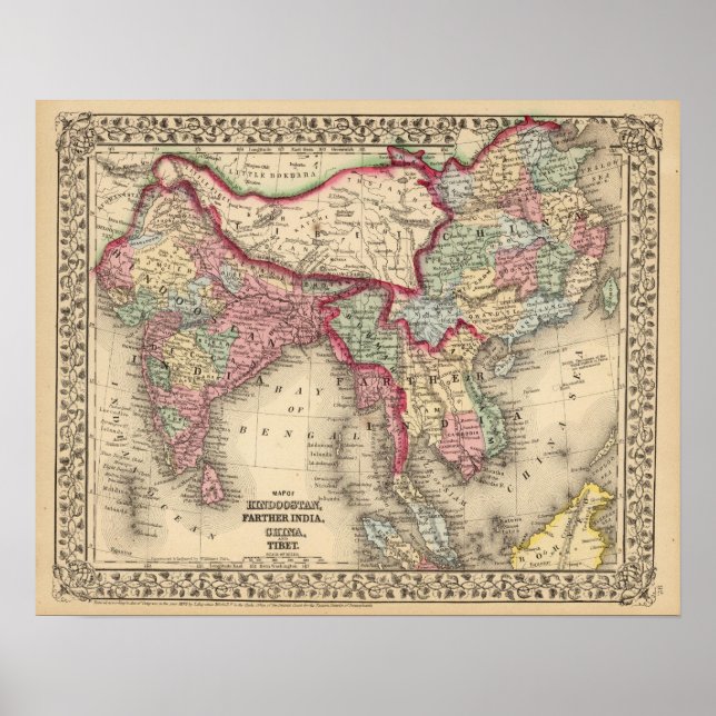 Poster Hindoostan, Inde, Chine, Tibet (Devant)