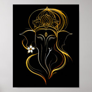Poster Hindu Ganesha Puja Eléphant Dieu Inde Méditation Y