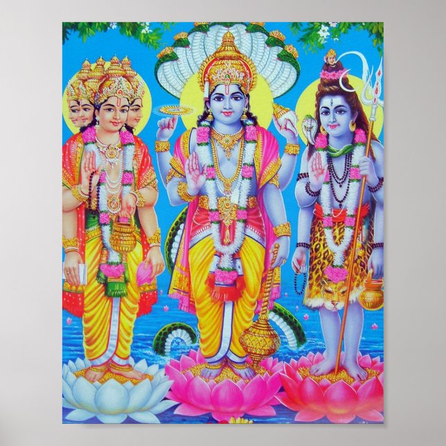 Poster Hindu Trinity Brahma Vishnu Shiva (Devant)