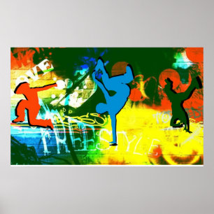 Poster Hip hop d'affiche de graffiti de danse de coupure