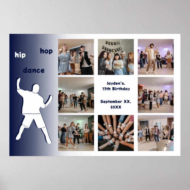 Poster Hip-Hop Dance Party 13e anniversaire Photo Collage (Devant)