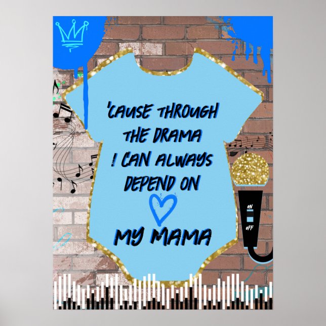 Poster hip hop des années 90 Blue & Gold 1er anniversaire (Devant)