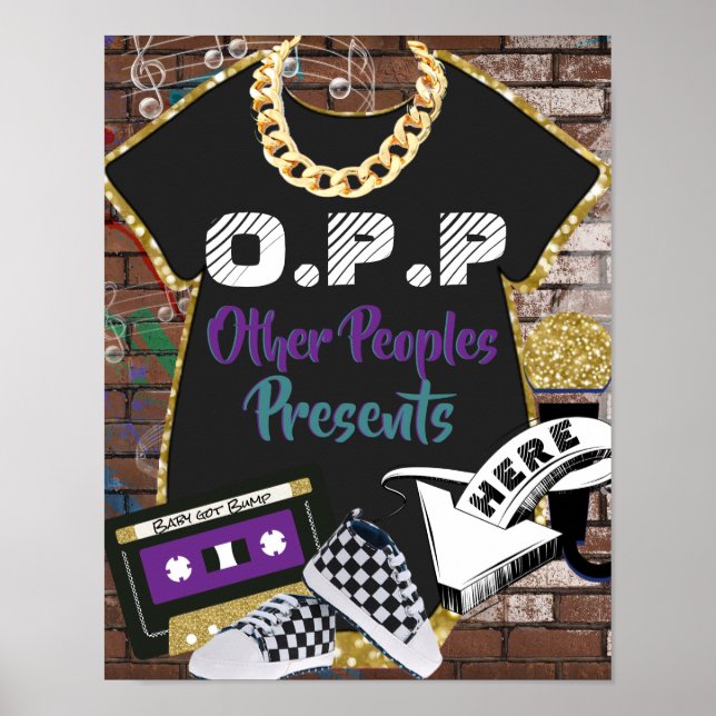 Poster Hip hop O.P.P. Purple|Turquoise table cadeau (Devant)