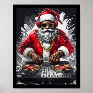 Poster Hip hop Père Noël Dj Noël