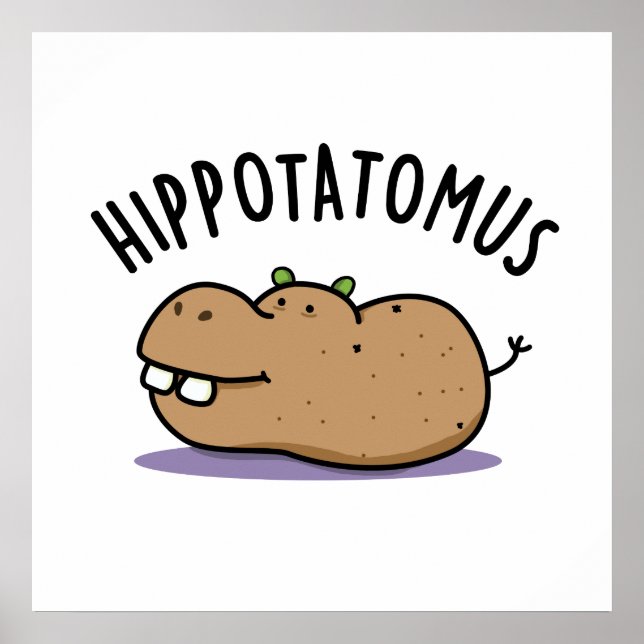 Poster Hip Potato-mus Funny Hippo Pun (Devant)
