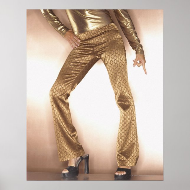 Poster Hip woman in gold disco danser (Devant)