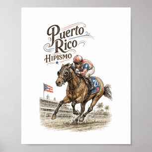 Poster Hipisme à Porto Rico Course de Chevaux