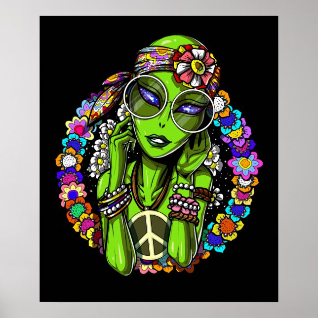 Poster Hippie alien (Devant)