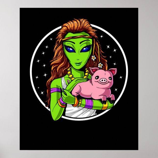 Poster Hippie Alien Vegan Girl (Devant)