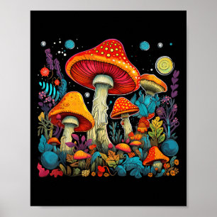 Poster Hippie Champhrooms Psychedelic Forest Fungi Festiv
