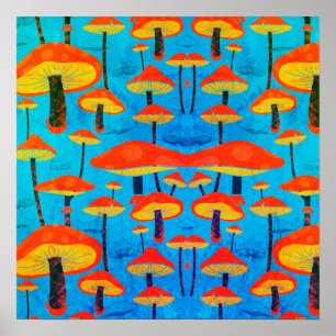 Poster Hippie Dreamy Retro Vibe Enchanter Champignons