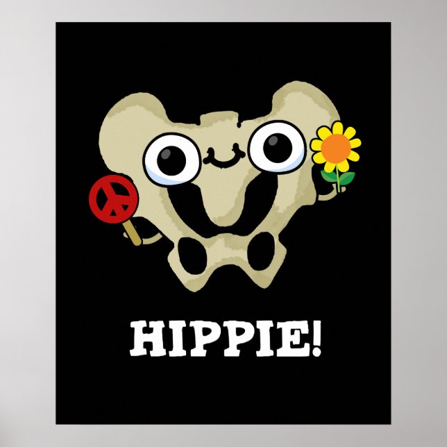 Poster Hippie Funny Hip Bone Pun Dark BG (Devant)