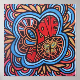 Poster Hippie Love Art Acrylique