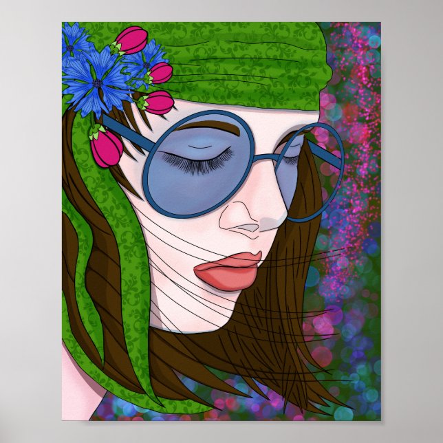 Poster Hippie mode de vie fille (Devant)