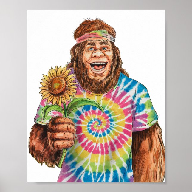 Poster Hippie Sasquatch Avec Tournesol (Devant)