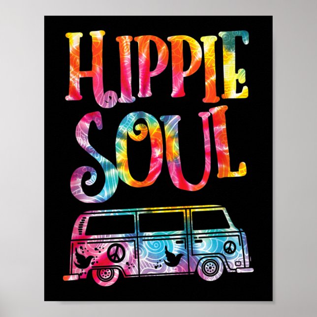 Poster Hippie Tie Dye Van Hippie Soul (Devant)