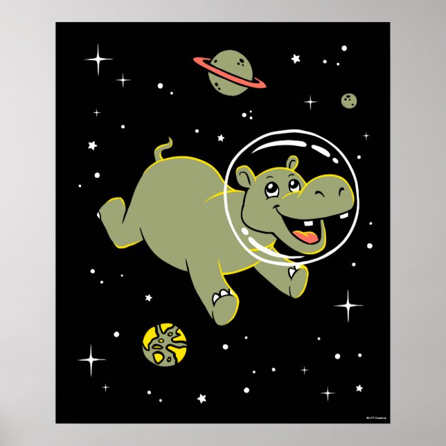 Poster Hippo Animaux Dans L'Espace (Devant)