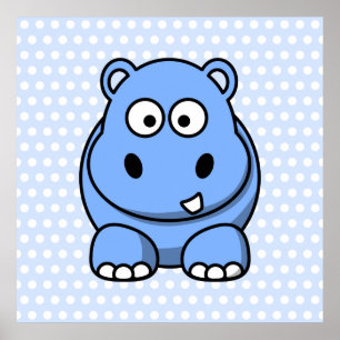 Poster Hippo bleu mignon
