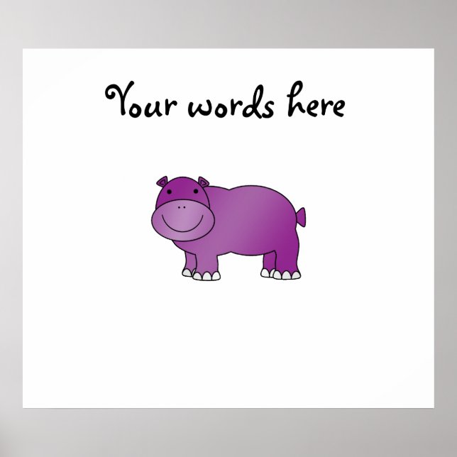 Poster Hippo mignon violet (Devant)