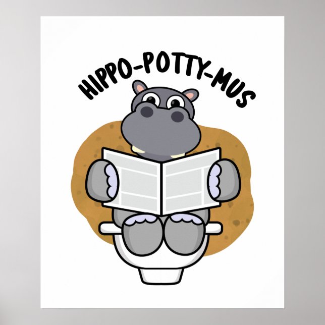 Poster Hippo-potty-mus drôle Animal Hippo Pun (Devant)