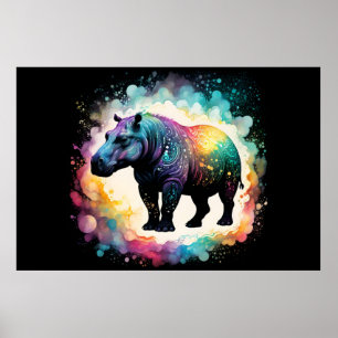 Poster Hippo Spectral : Un Voyage Holographique