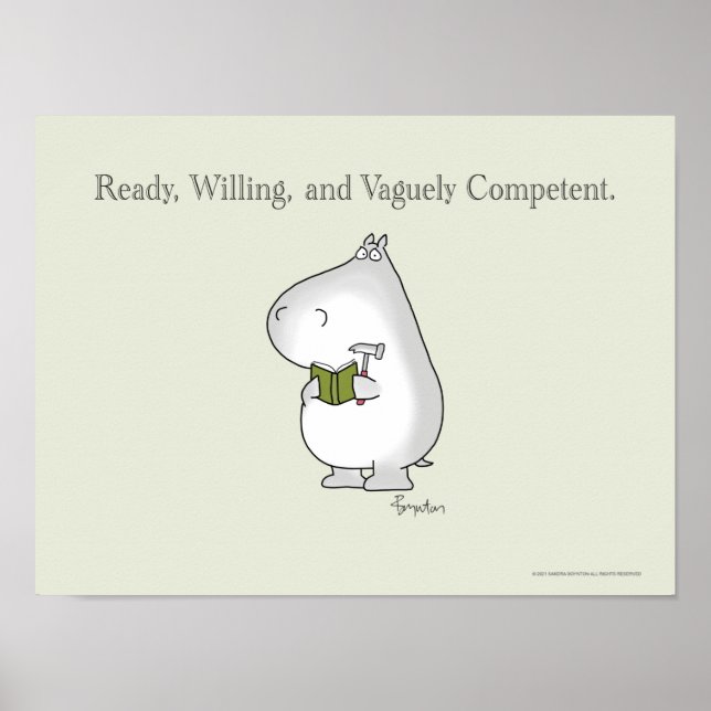 Poster Hippo Vaguely Competent par Sandra Boynton (Devant)