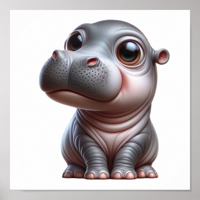 Poster Hippo Whimsy adorable personnage de dessin hippo (Devant)
