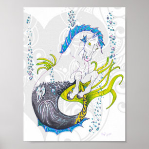 Poster Hippocampe (crâne) avec coeur gris