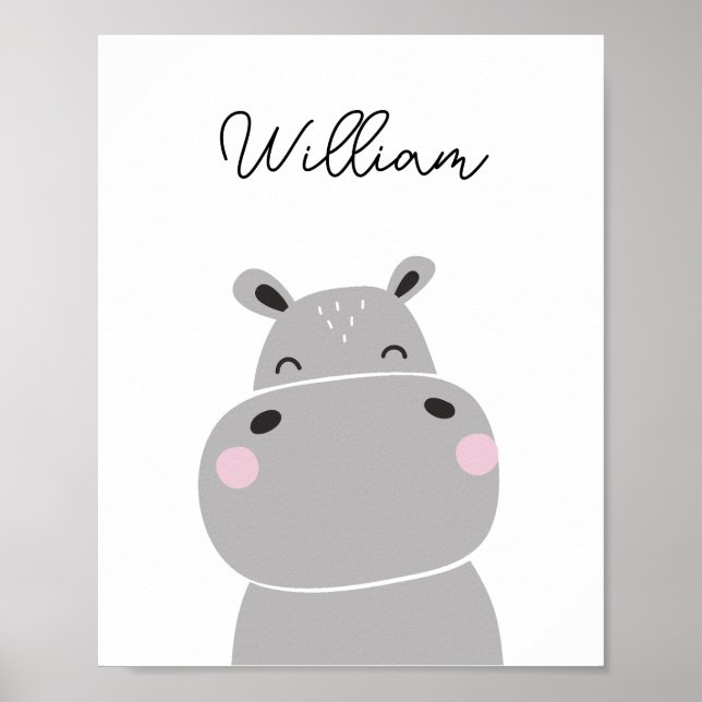 Poster Hippopotame Art pour nurserie (Devant)