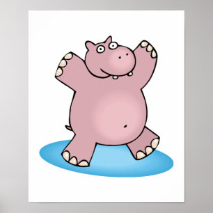 Poster hippopotame rose idiot