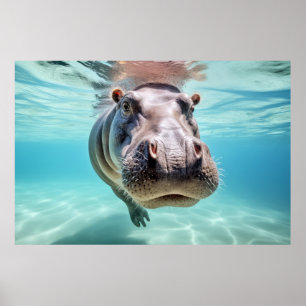 Poster Hippopotamus Animal Fun Nature Jouer