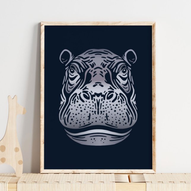 Poster Hippopotamus imprimé africain | Art audacieux Hipp (Créateur téléchargé)
